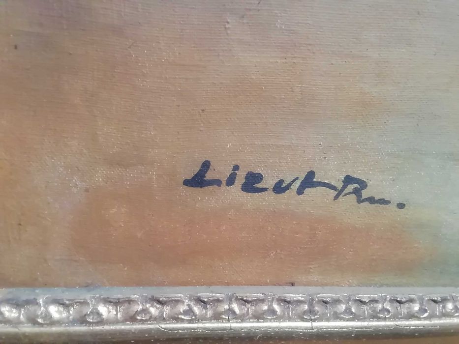 Obraz kobieta w stroju ludowym sygn. R. Lizut płótno olej
