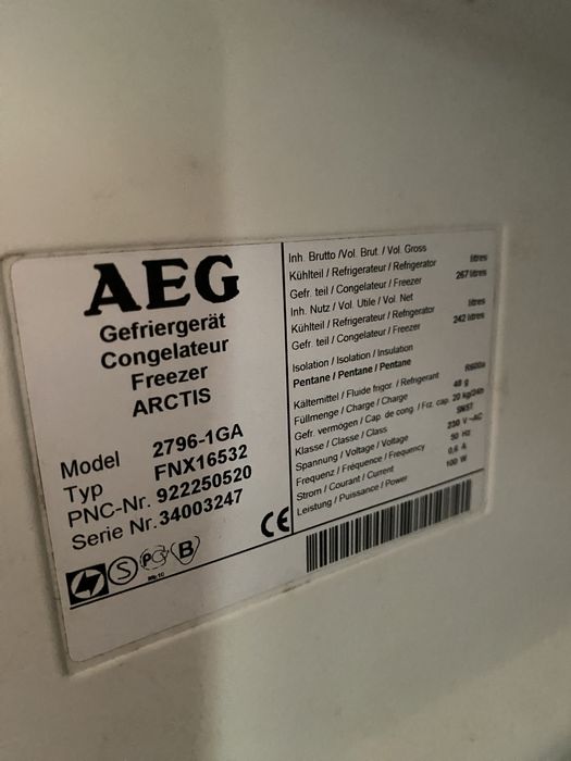 морозильна камера aeg 2796-1ga