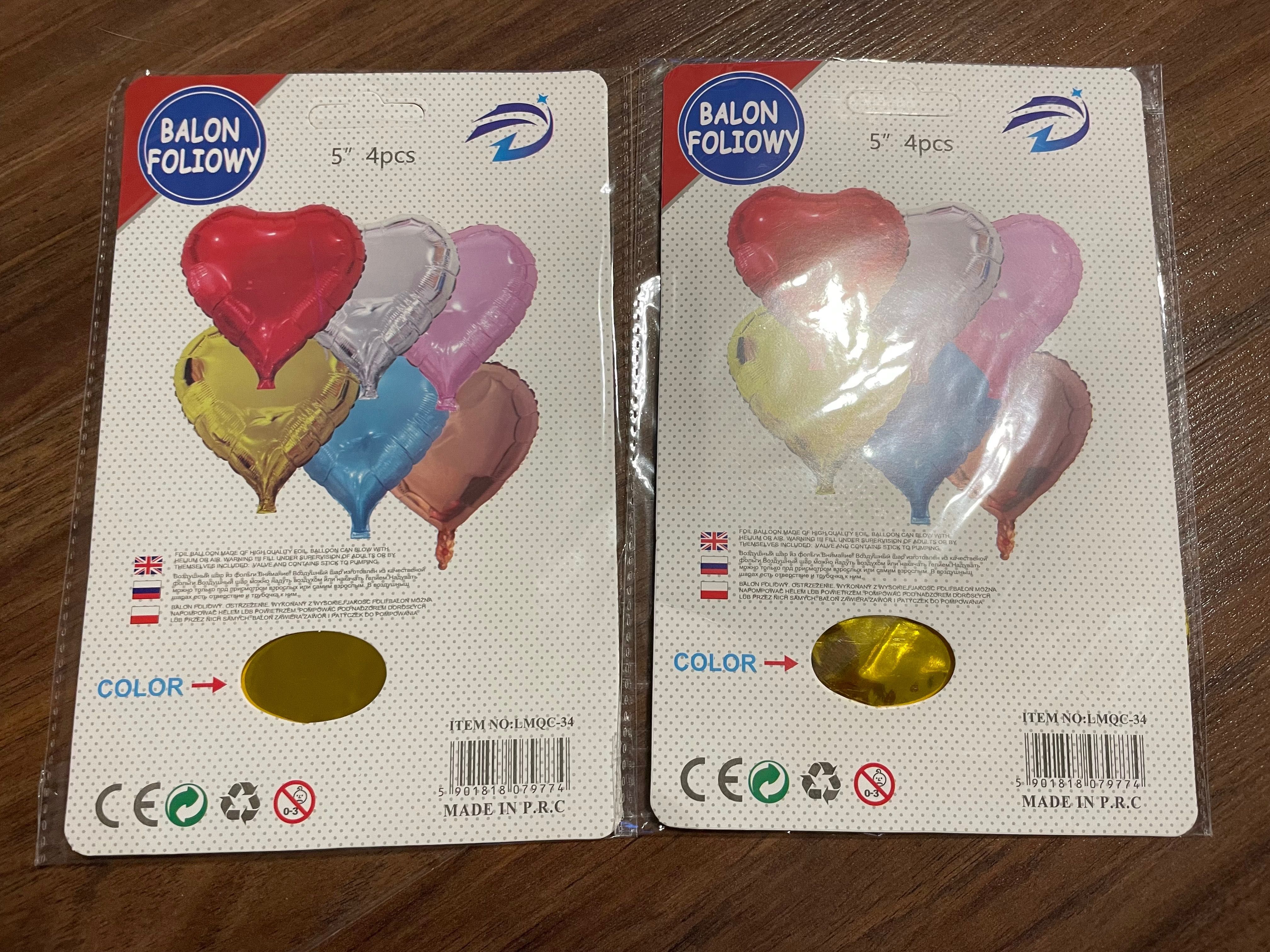 Złote balony serca łącznie 8 sztuk nowe