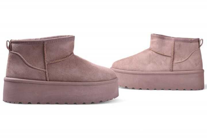 Śniegowce ocieplane Damskie Mukluki EMU na platformie beżowe r.38