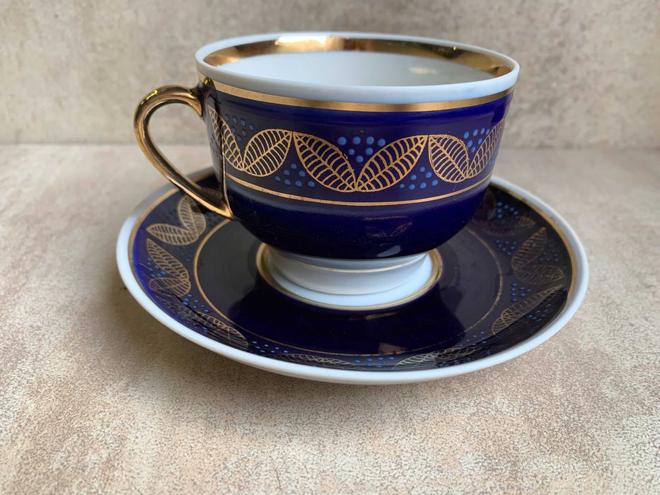 Кобальт чашка блюдце сервиз заварник сахарница посуда Довбышский завод