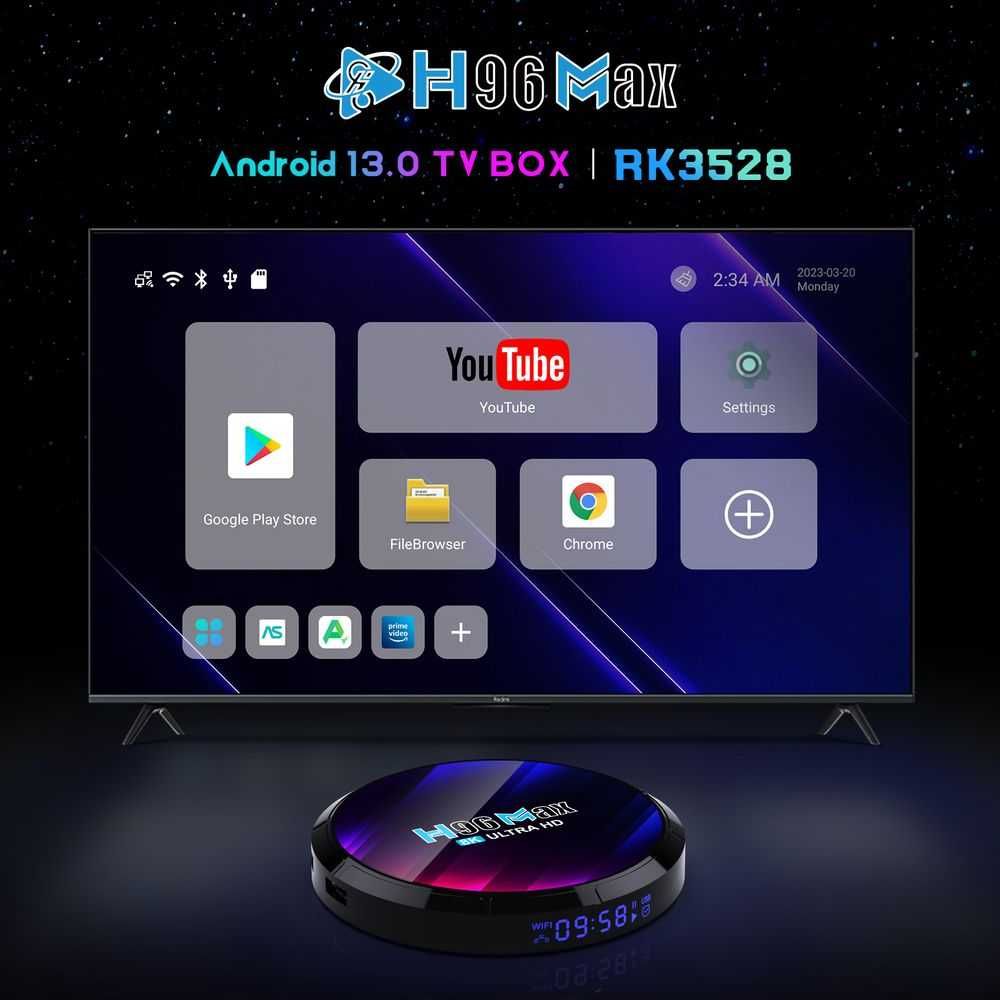 H96 Max RK3528 4/32 - Настроена. Гарантия Оригинал. Смарт тв приставка