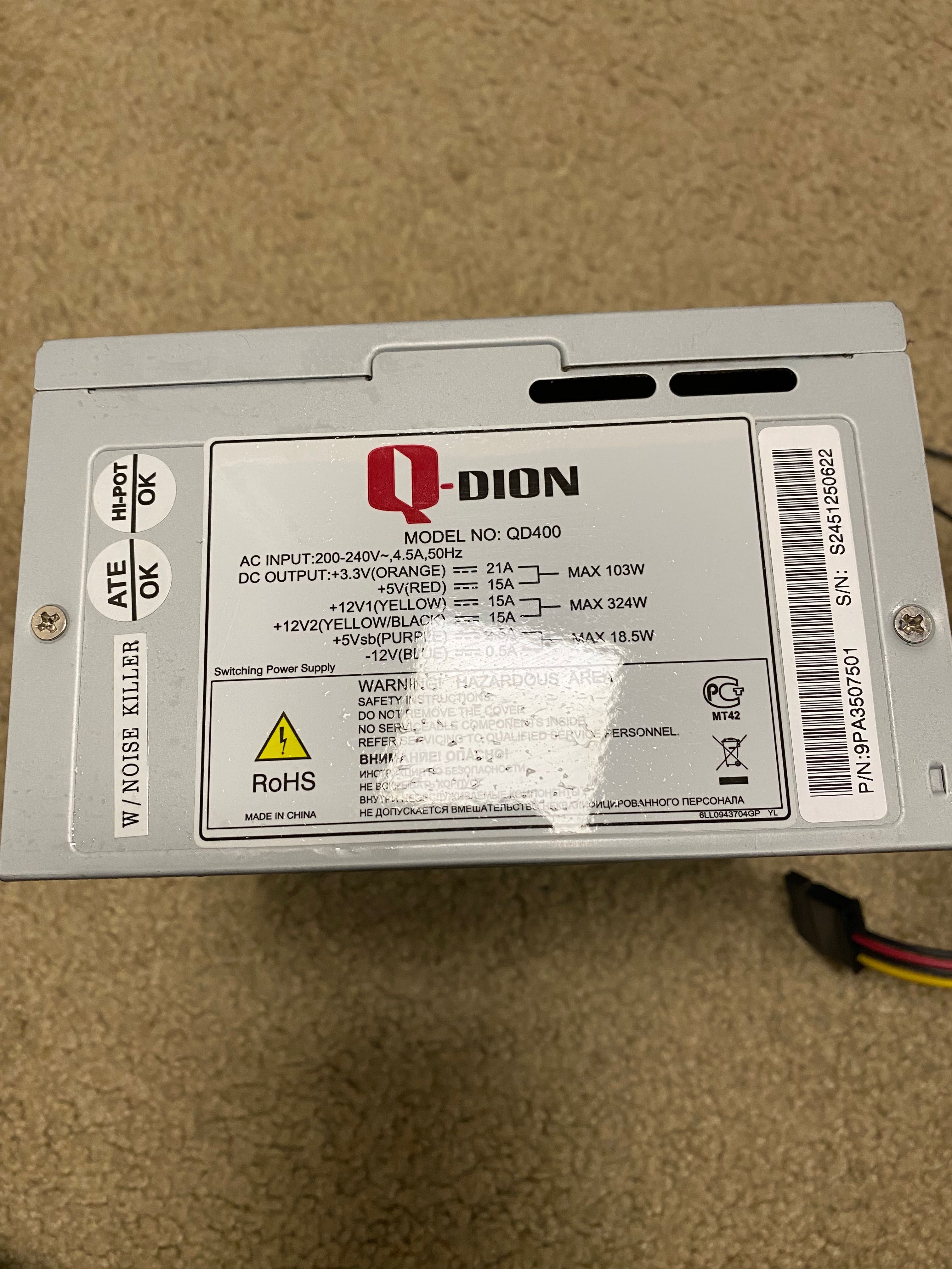 Блок питания в ідеалі Qdion QD400 мощностью 400 W