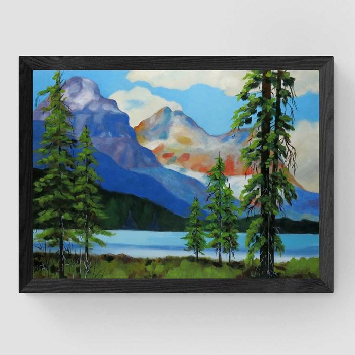 Ręcznie malowany obraz 40x55 pejzaż górski