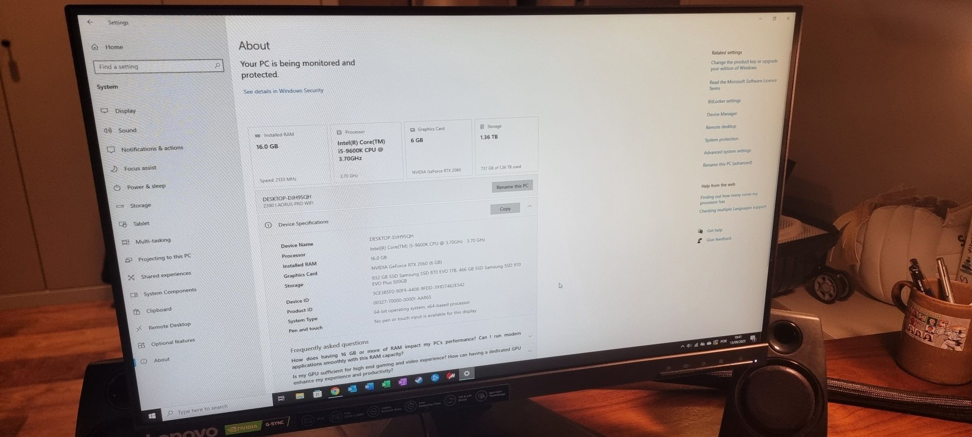 PC Torre gaming 2060 i5 16GB + monitor e teclado