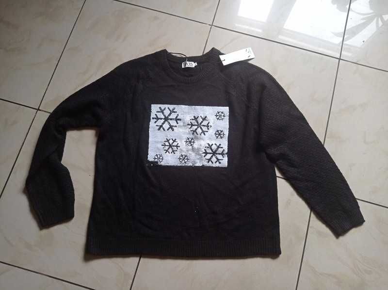 Czarny sweter z cekinami, VRS, rozmiar XL