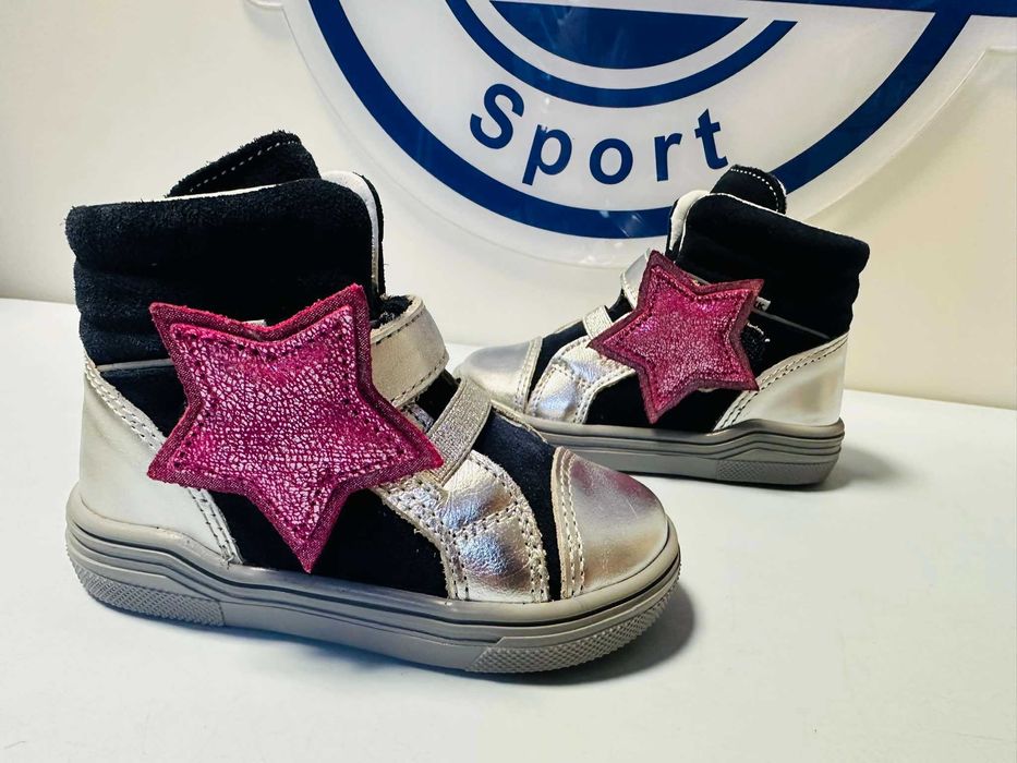 Bartek trzewiki skórzane  srebrne dla dziewczynki   22