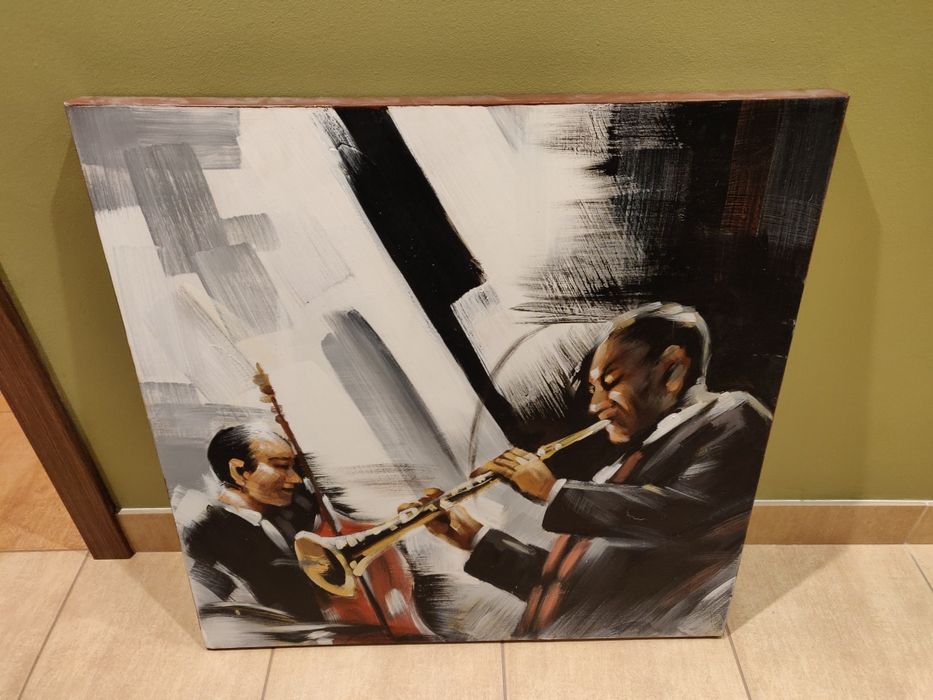 Obraz olejny z rana 76x76 muzyka jazz