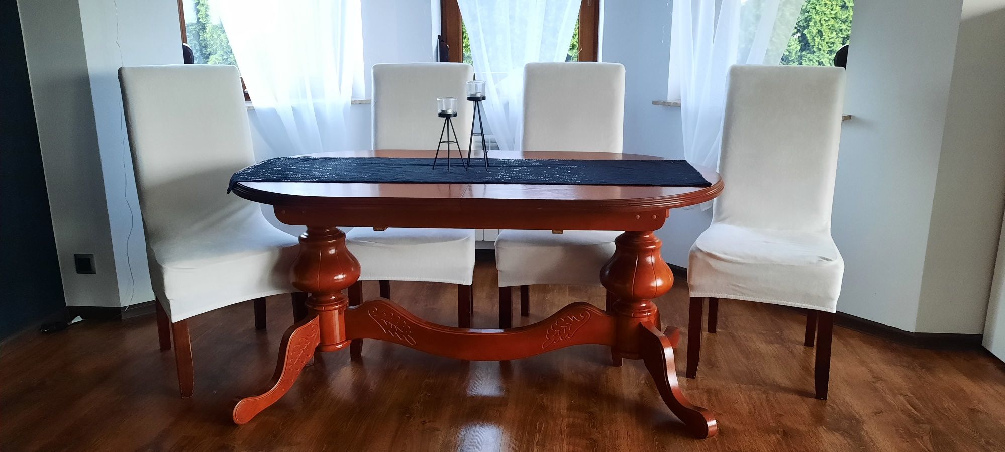 Stół rozciągany solidny 240cm + 8 krzeseł