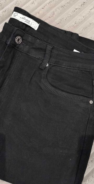 Czarne Spodnie Jeansowe Plus Size rozmiar 38,  Bawełna 97 %