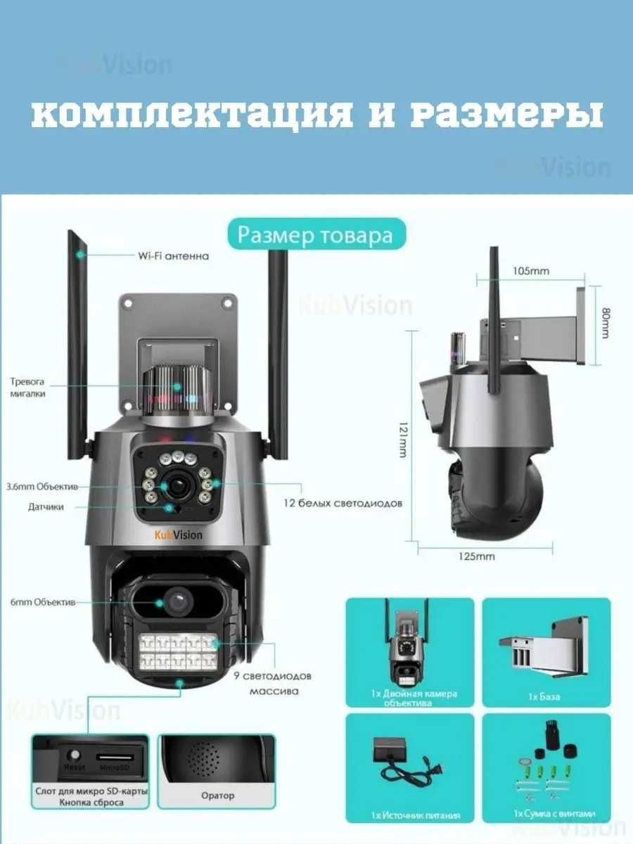 Супер новинка! IP WiFi камера, 2 независимых объектива 3Mp+3Mp (iCSee)