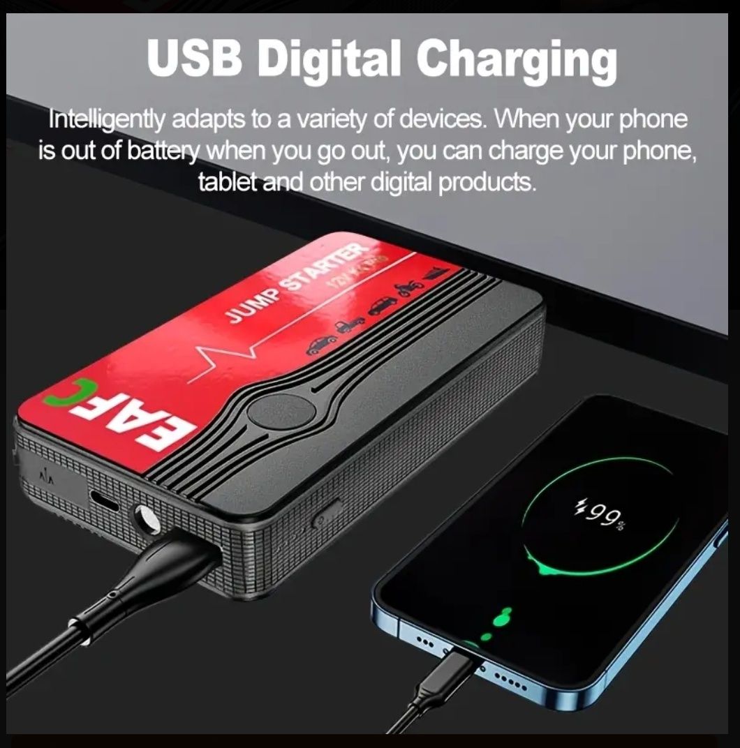 Booster do odpalania samochodu motoru jump starter powerbank latarka