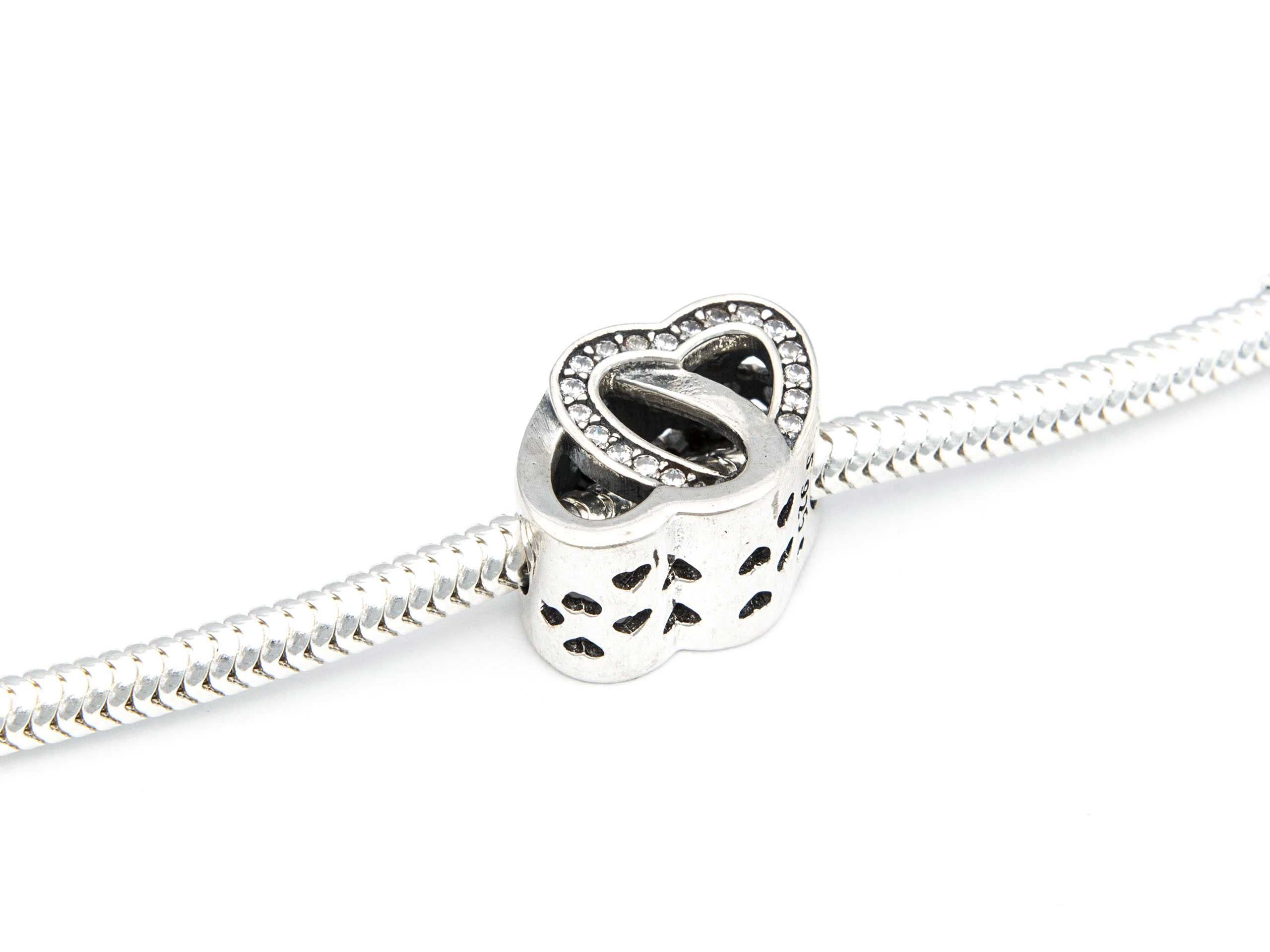 Srebrny 925 charms NOWY dwa serca