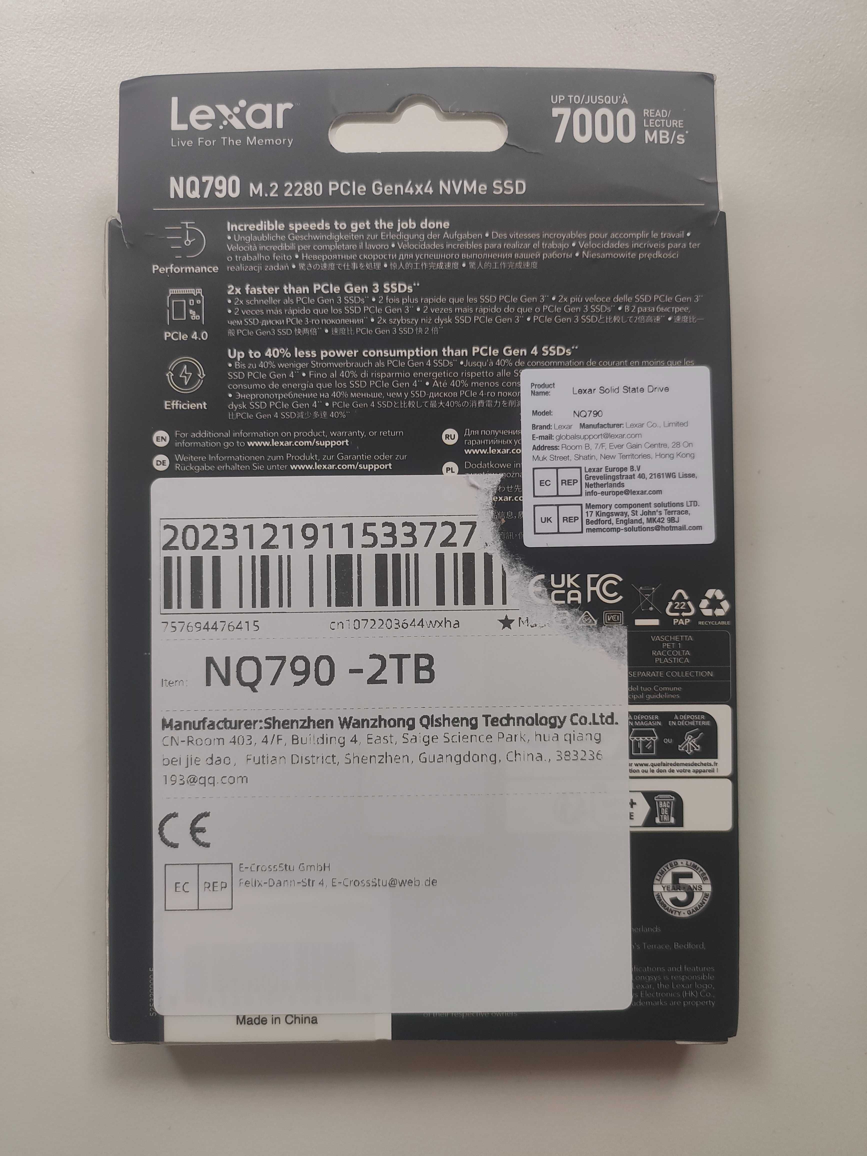 SSD Lexar NQ790 2TB M.2 2280 PCIe4.0x4 NVMe
