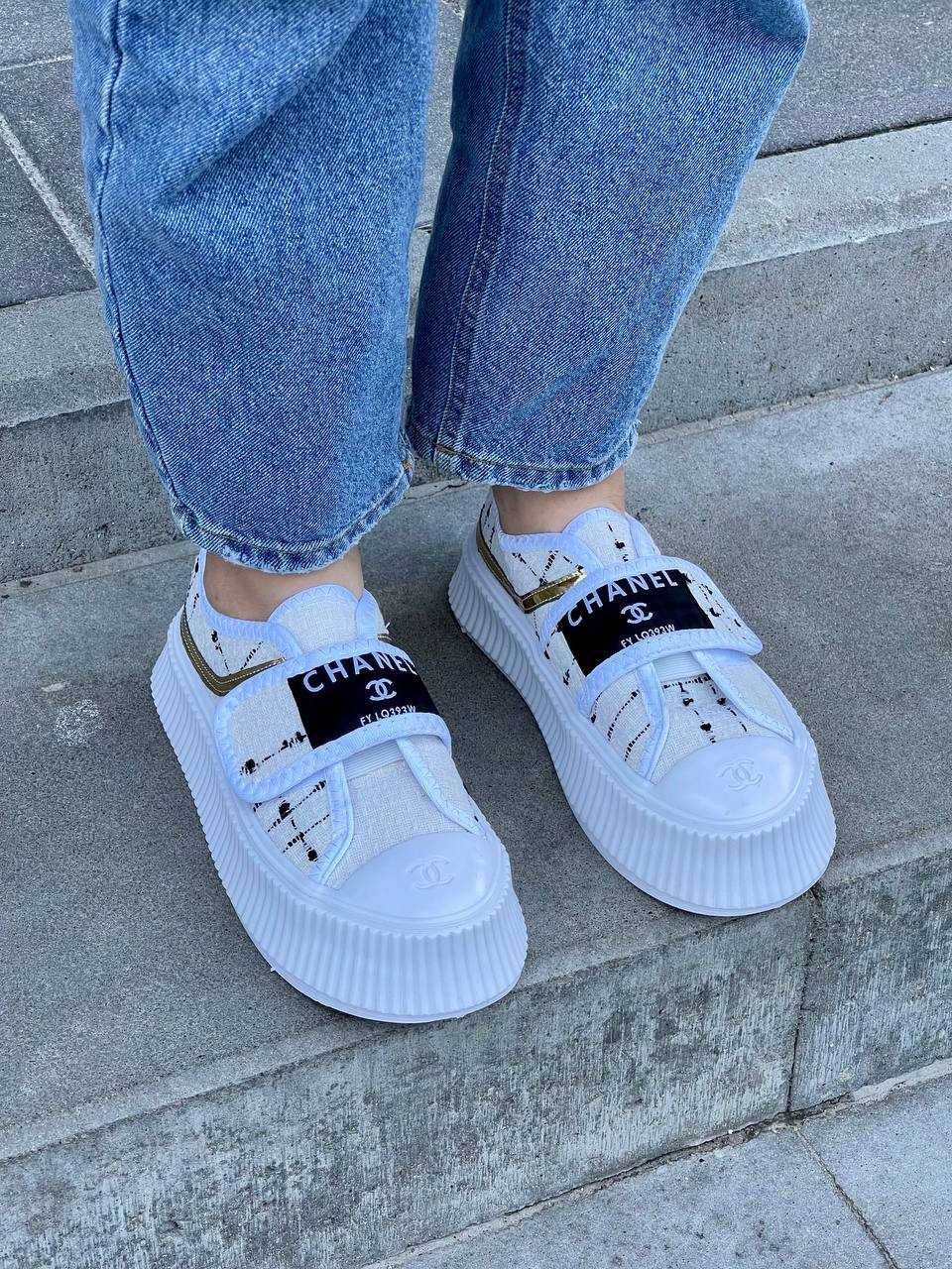 АКЦІЯ! Жіночі кросівки кеди Chanel Sneakers Low White Gold (39, 40 р.)