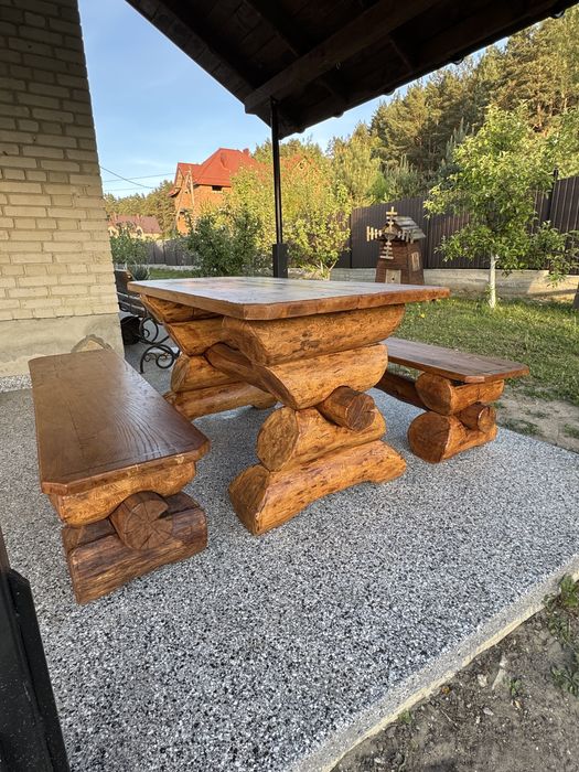 Ручна робота Дубовий Стіл/Лавочки Дуб Ясень Сад Епоксидна смола
