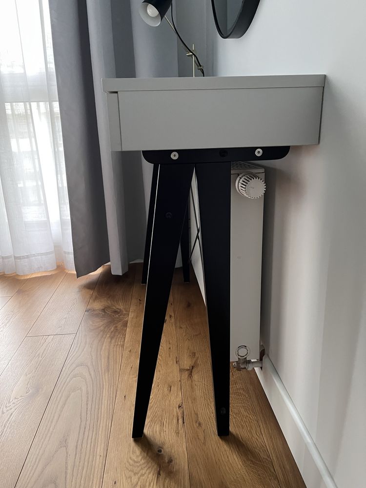 Konsola Biurko Toaletka Minko dwie szuflady jasny szary