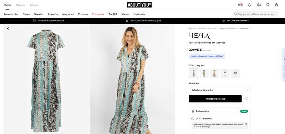 Izia Vestido maxi de manga curta Tam S (227)