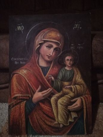 7 картин   маслом на холсте, с образами божьей матери и Исуса .
