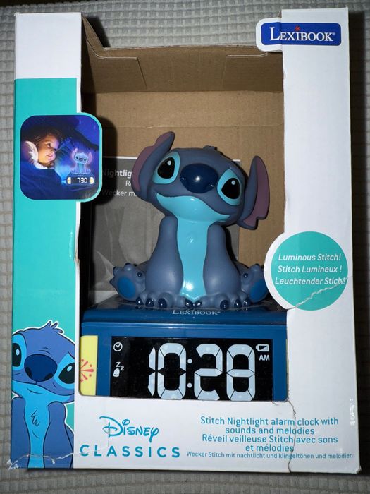 Cyfrowy budzik z lampką nocną 3D Disney Stitch i efektami dźwiękowymi