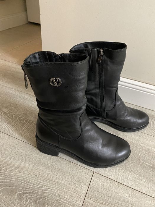 Шкіряні чобітки/ботінки на овчині, зимові