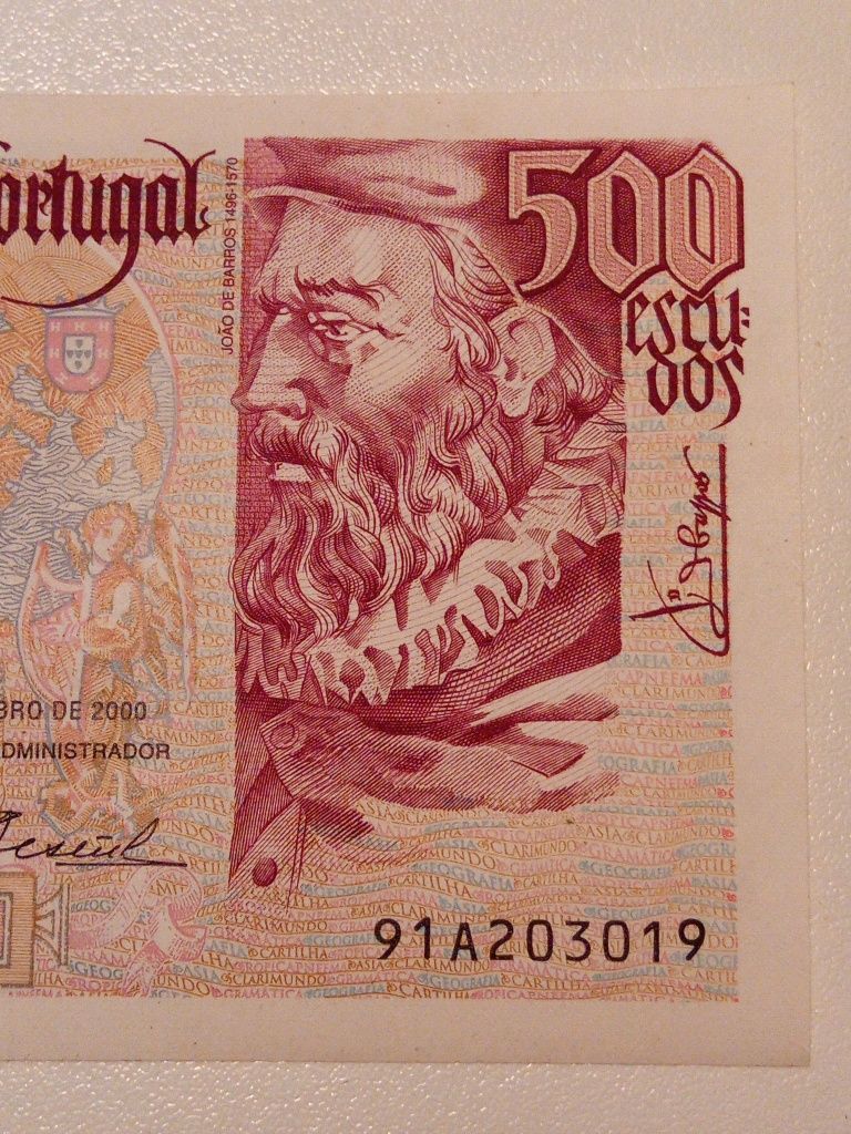 Notas de 500 escudos novas - João de barros