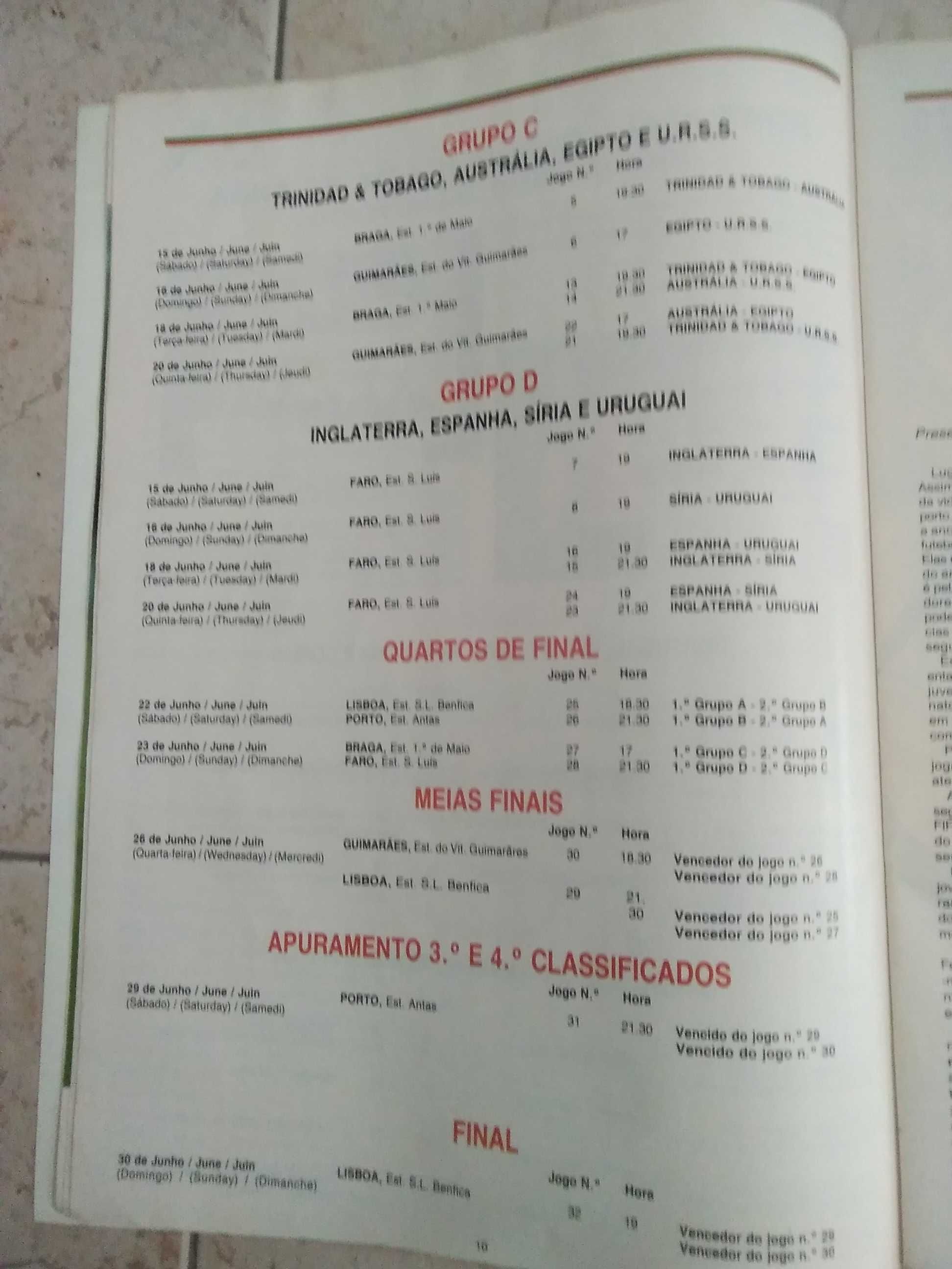 Programa Oficial do Campeonato do Mundo de Juniores - 1991