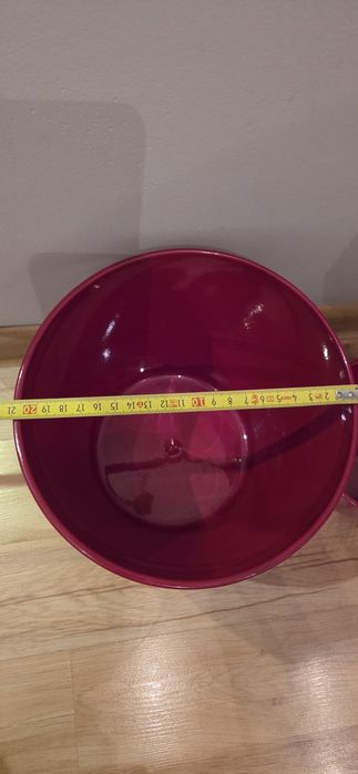 Duża donica osłona ceramiczna czerwona wysokość 21 cm średnica 21 cm