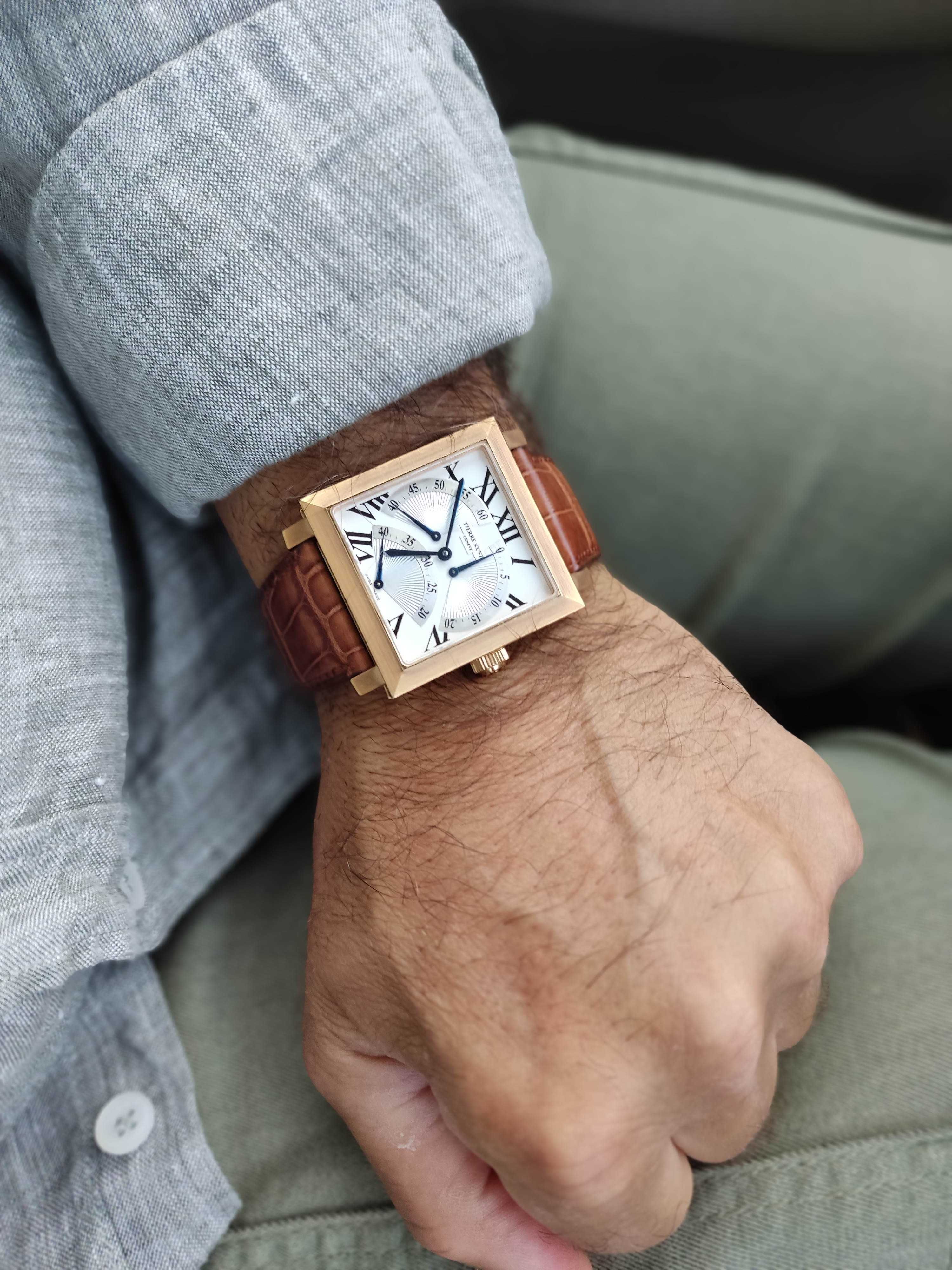 Pierre Kunz Triple seconde rétrograde złoty zegarek 750 gold 18K