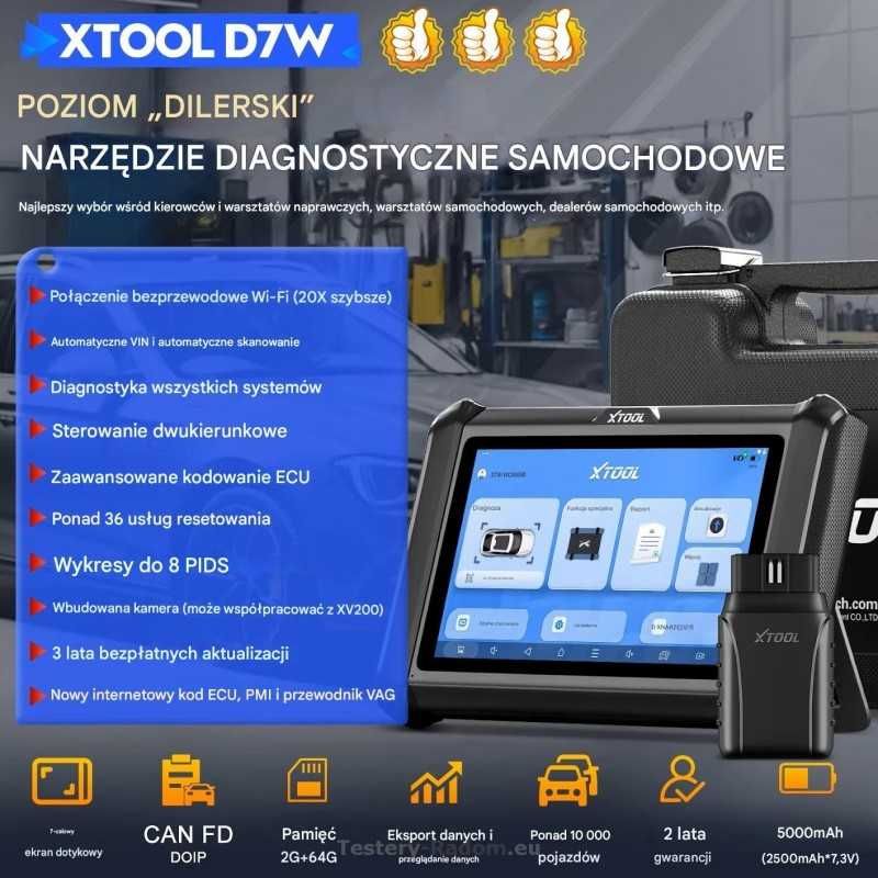XTOOL D7W Can FD DoIP wifi  język Polski