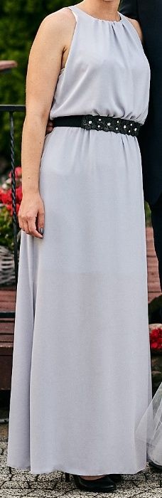 Szara maxi sukienka na wesele dla druhny lub świadkowej