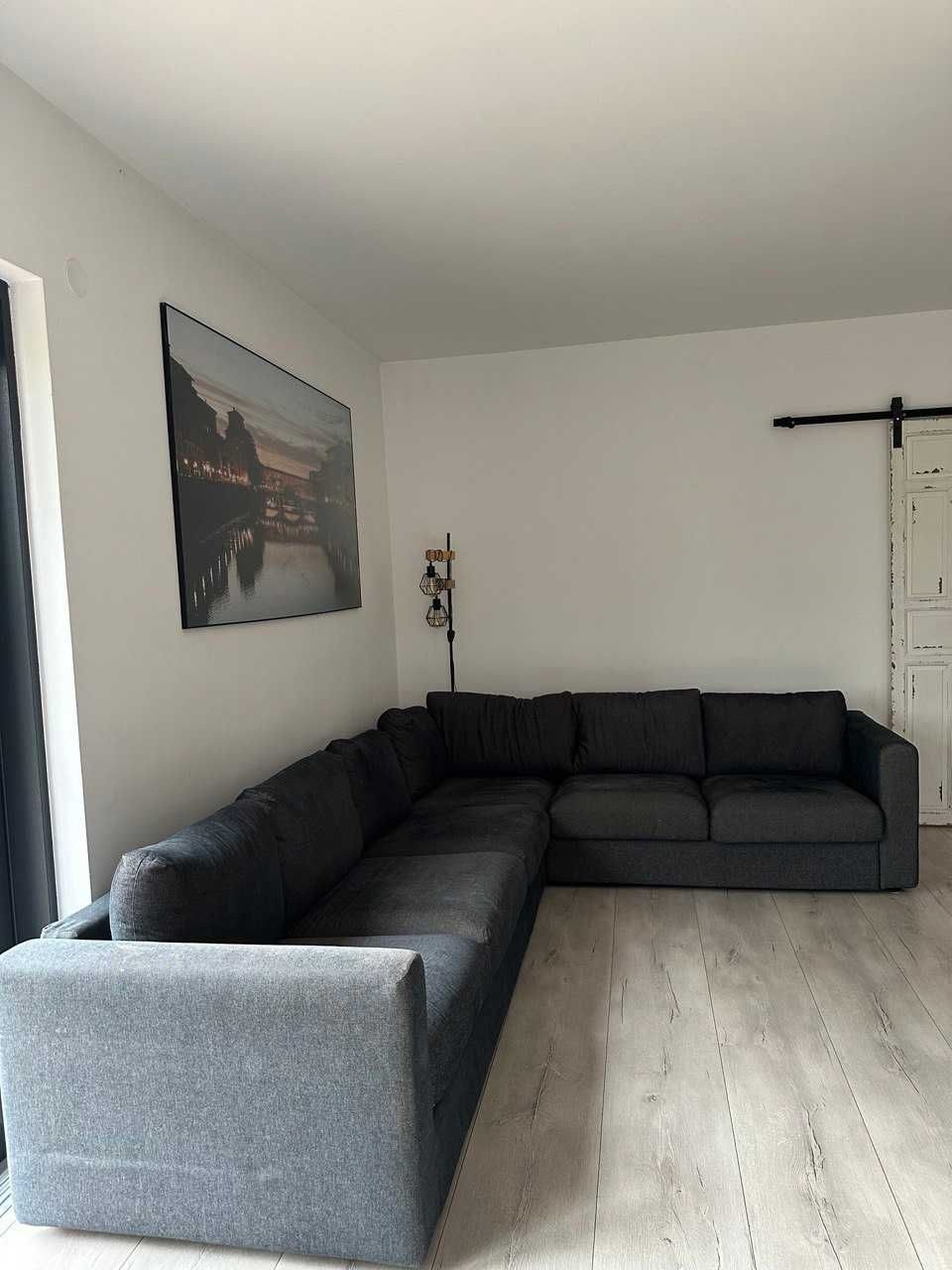 VIMLE Sofa narożna (IKEA) 5-osobowa, Gunnared średnioszary