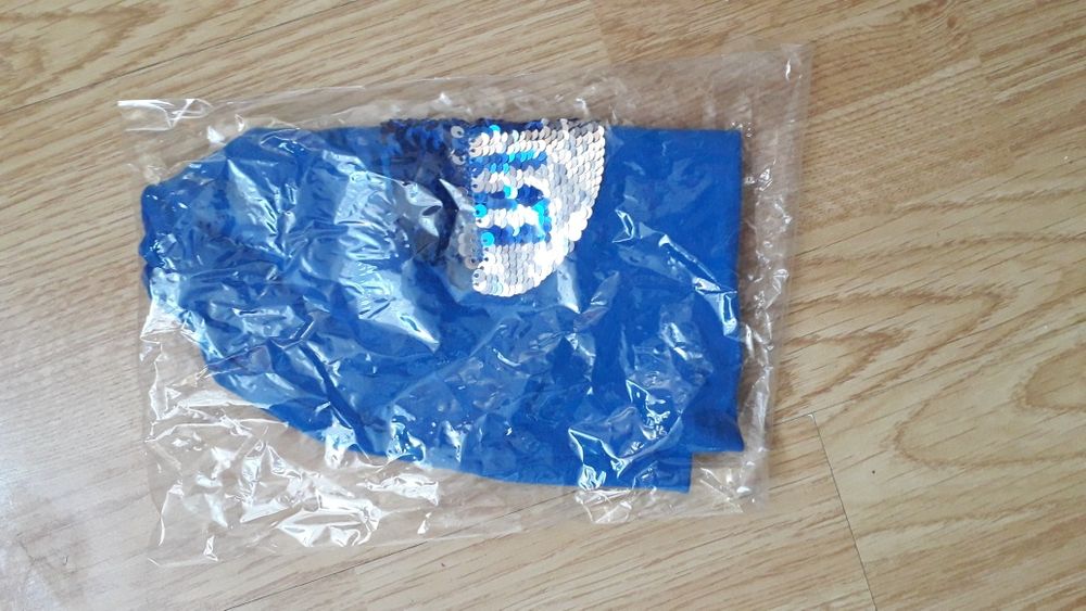 Czapka niebieska smok Dino cekiny srebrne 110/128 dziecięca