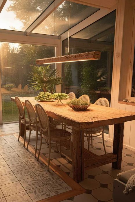 Drewniana wisząca lampa Led, stare drewno, belka w stylu retro, loft