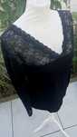 Bluzka bluzeczka koronka koronkowe rękawy czarna V-neck XL-42 L-40