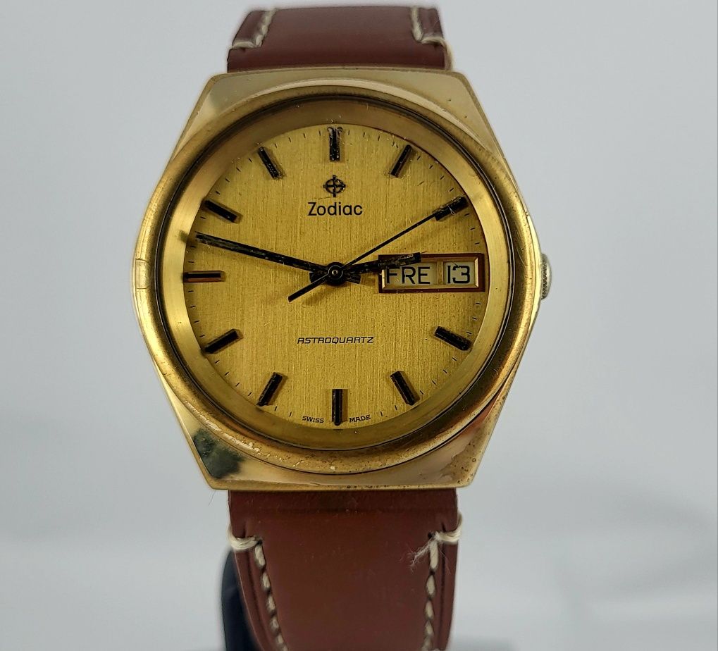Zegarek męski Zodiac Swiss Astroquartz lata 70te Vintage Unikat XL