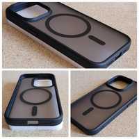 Чехол бампер на iPhone 15 Pro чёрный матовый MagSafe