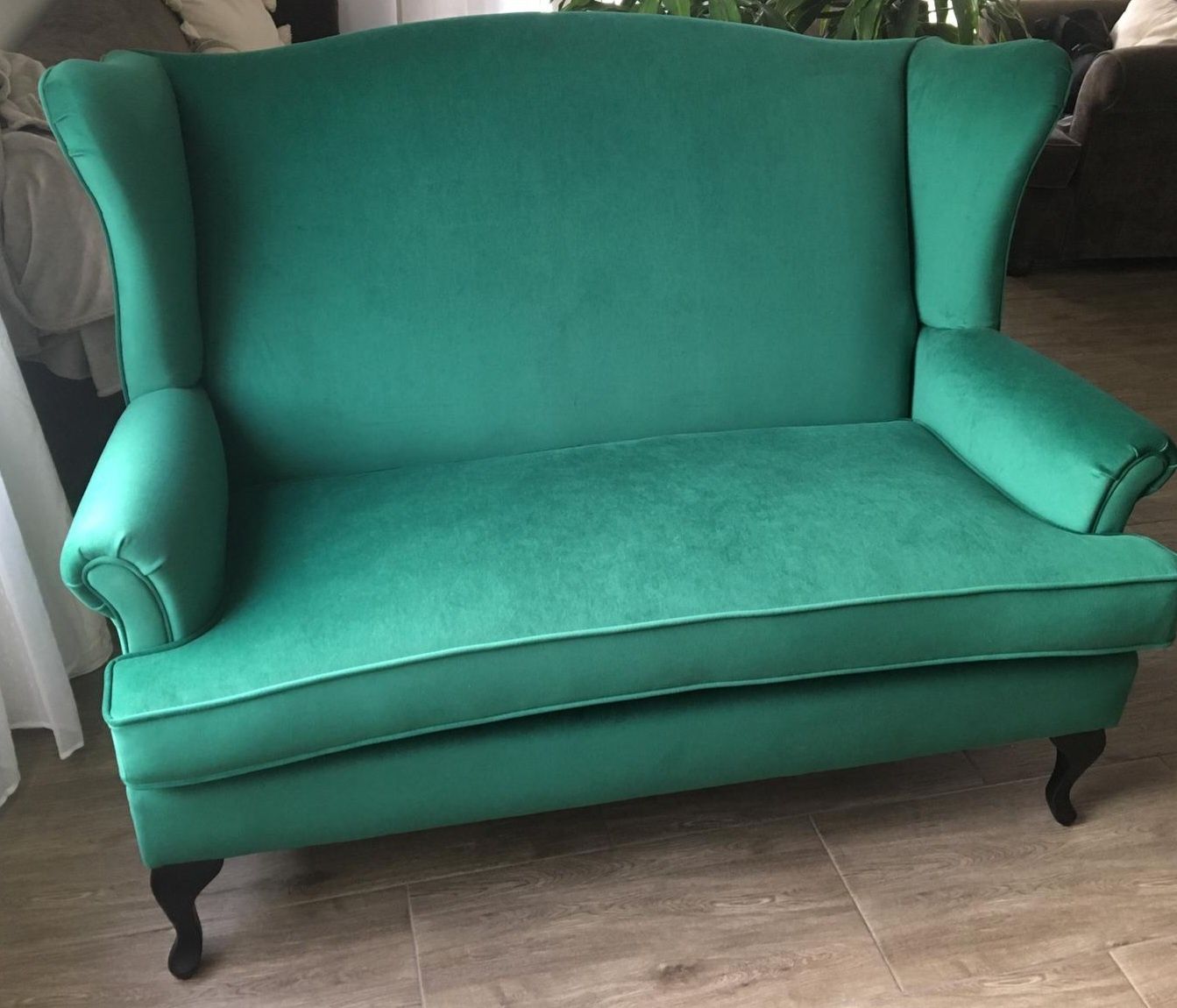 Elegancka Sofa uszak. Butelkowa zieleń