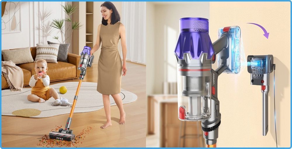 Mocny Odkurzacz Pionowy Bezprzewodowy LARESAR V7 500W 50kPa Filtr HEPA