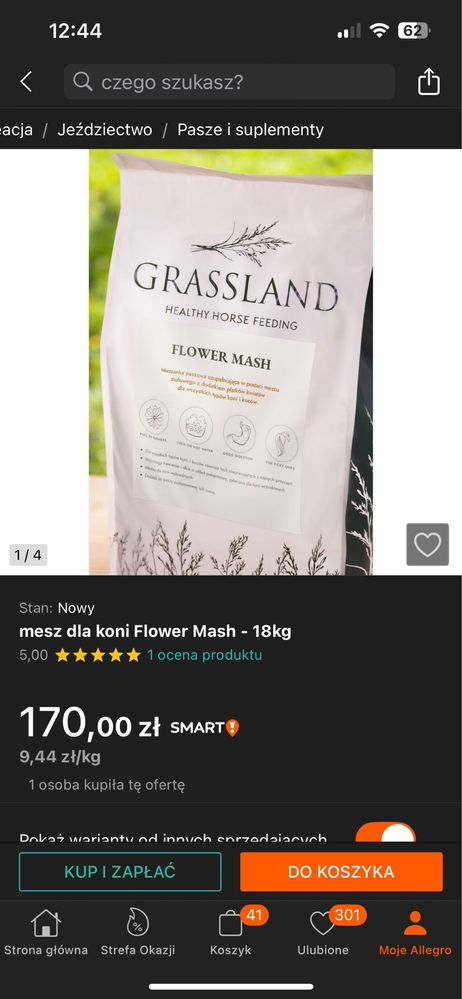 Grassland Mesz/mash dla konia, otwarty 14.5kg