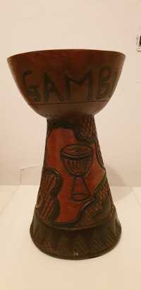 rzeźba figura 42cm wazon drewniany bęben afrykański z Gambi 2 kg duży