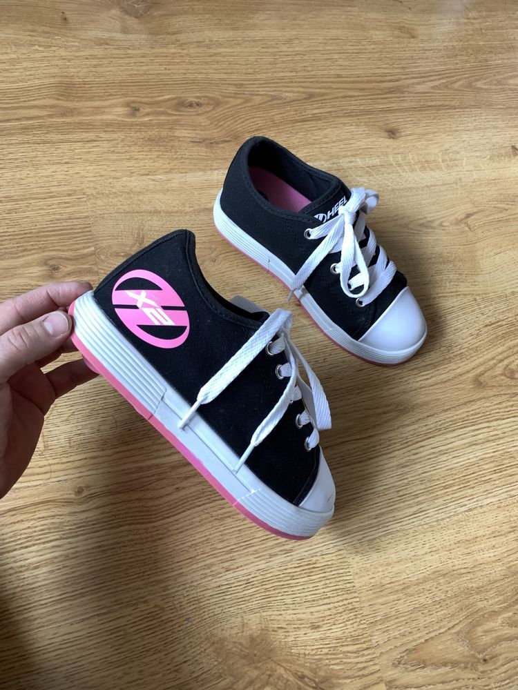 Кеды на роликах Heelys X2 Fresh – Black/Pink р.34, кроссовки