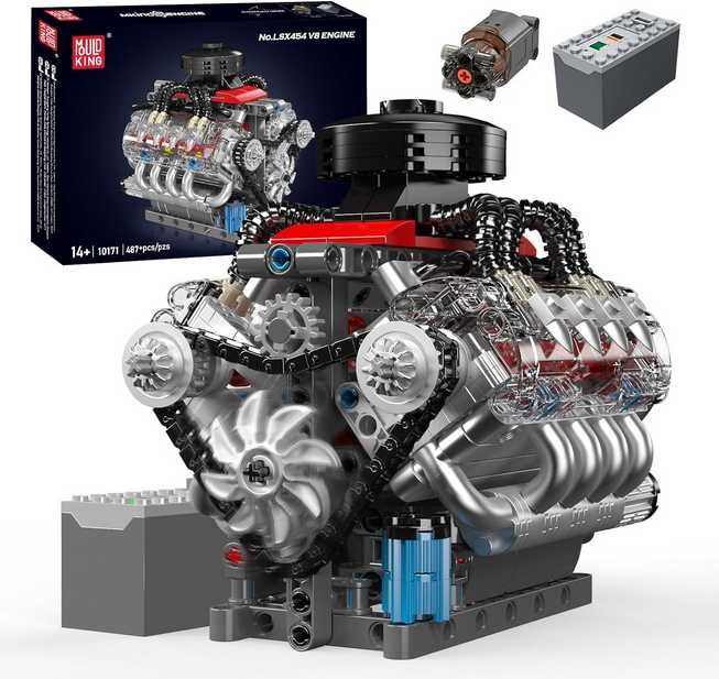 Klocki konstrukcyjne MOULD KING 10171 Silnik V8 ENGINE 487 elementów