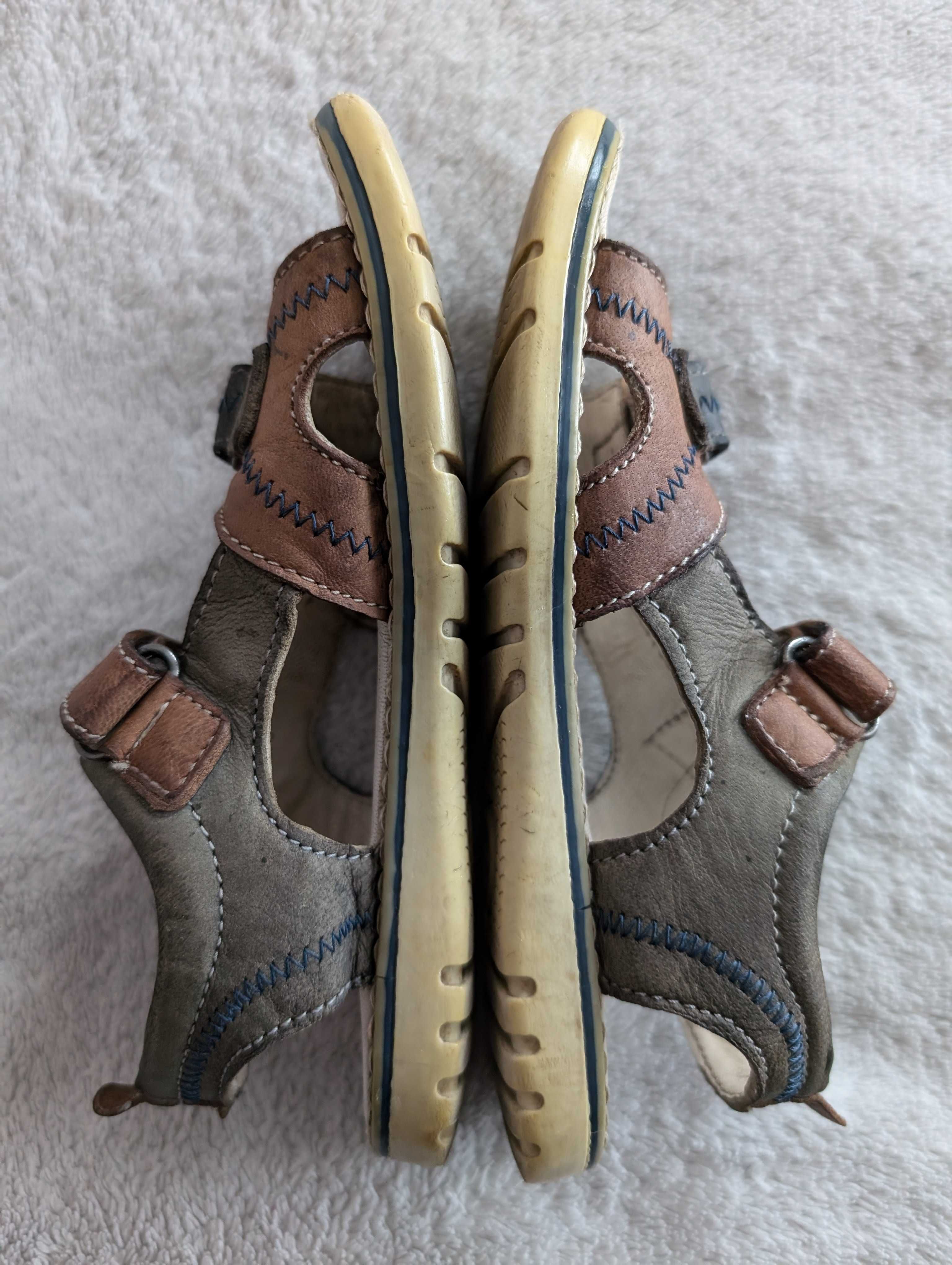 Skórzane eleganckie brązowe niebieskie buty sandały Lasocki 29