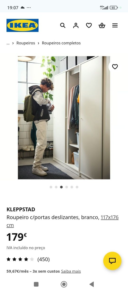 Roupeiros Kleppstad IKEA com portas deslizantes
