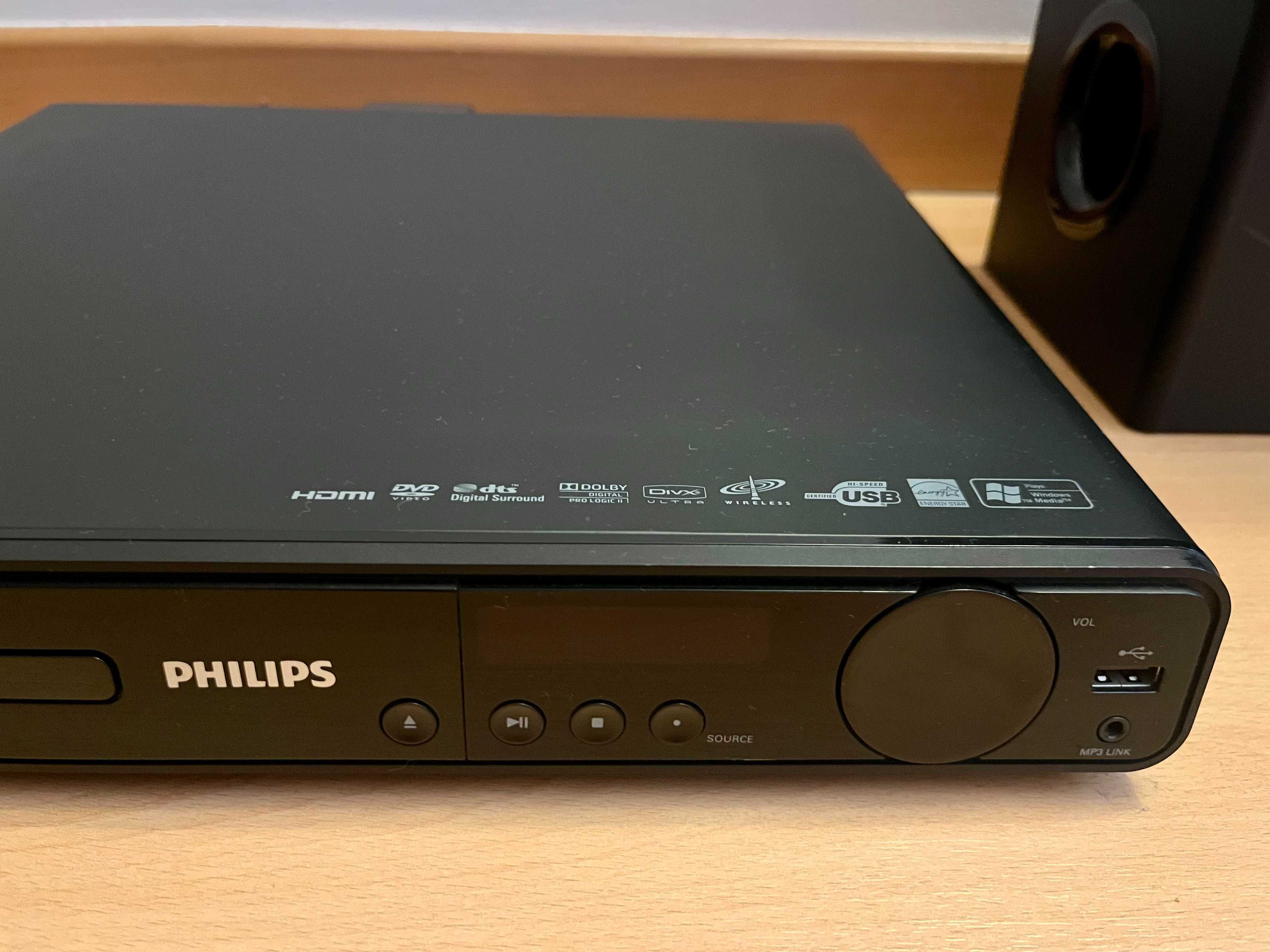 Sistema de som 5.1 Philips usado - colunas traseiras wireless DVD/DivX