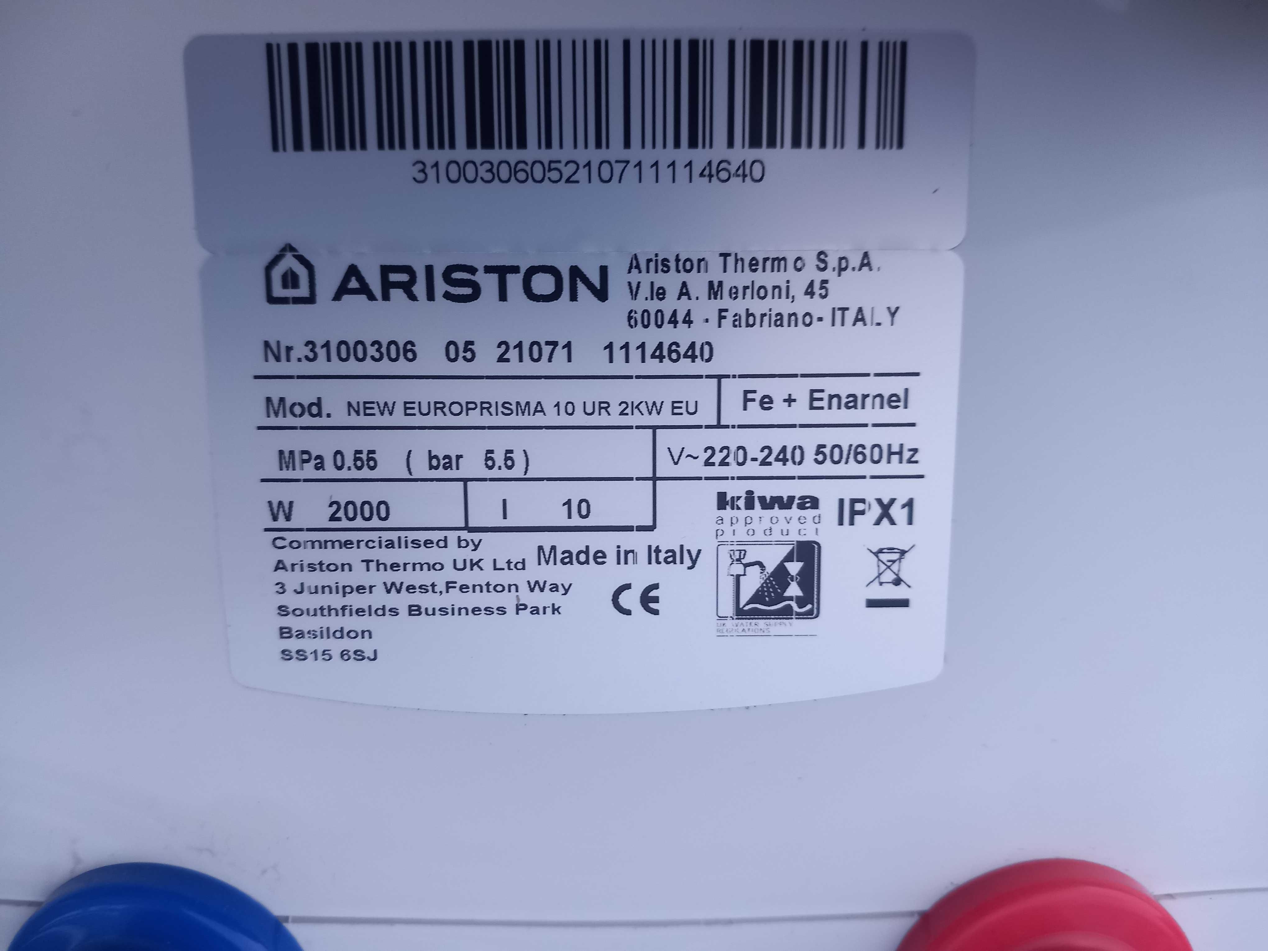 Terma pojemnościowa elektryczna do wody 10 L Ariston