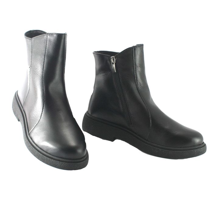 Зимові черевики жіночі напівчобітки на блискавці з натуральної шкіри