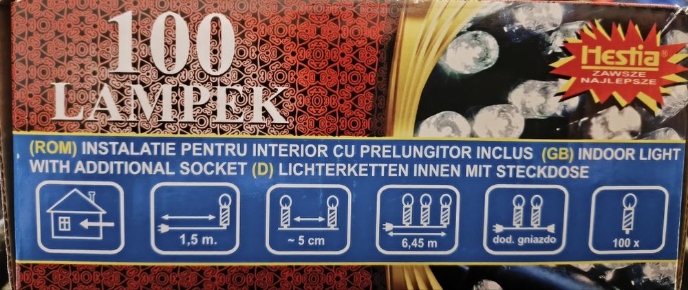 100 lampek dekoracja LED energooszczędne 7W