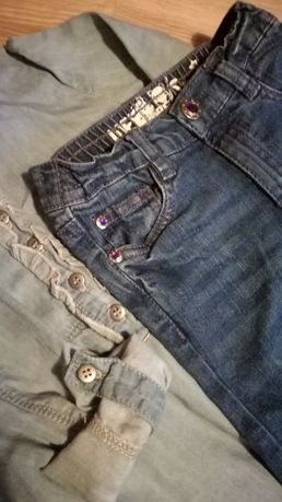 Jeansowy zestaw spodnie i koszula 116 6lat